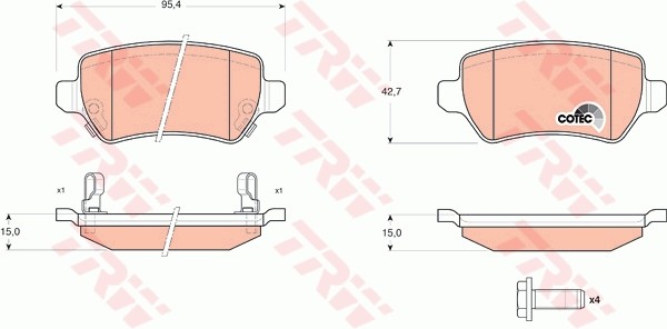 Колодки задние OPEL ASTRA G, H GDB1515 GDB1515 TRW