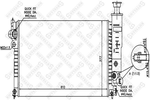 радиатор системы охлаждения!\ Peugeot 405 1.4-1.9D 92-96 10-25036-SX STELLOX