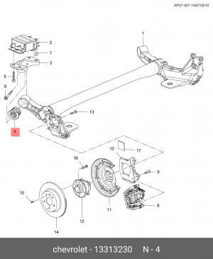 Сайлентблок задней балки CHEVROLET CRUZE 09 13313230 DAEWOO