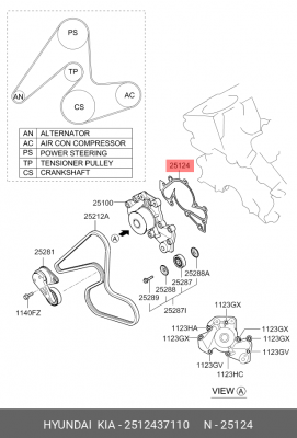 Прокладка помпы 2512437110 HYUNDAI KIA
