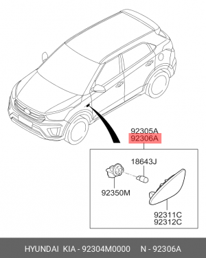Повторитель поворота HYUNDAI Creta (16-) правый OE 92304M0000 HYUNDAI KIA