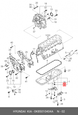 Пробка HYUNDAI HD120,AeroTown дв.D6DA19/22 картера двигателя OE 0K85010404A HYUNDAI KIA