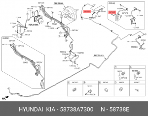 Шланг тормозной KIA Cerato (13-) задний правый OE 58738A7300 HYUNDAI KIA