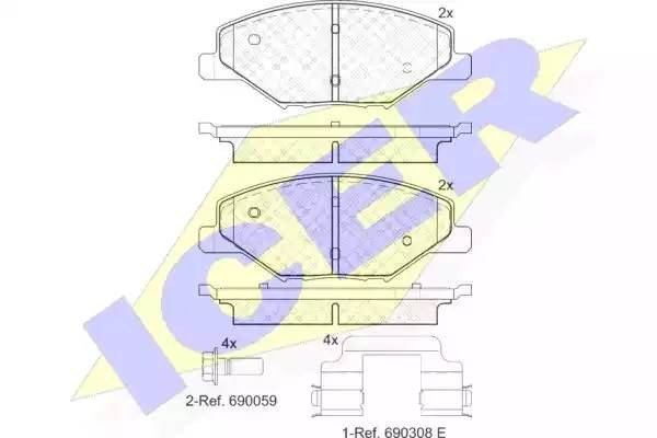 182110 колодки дисковые передние!\ Skoda Fabia 1.2, VW Polo RUS 1.6 12> 182110 ICER