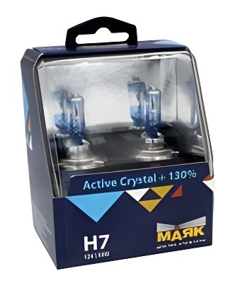 Лампа галогенная H7 12V 55W "Маяк" Active Crystal (+130%) (2 шт.) 72720AC+130 MAYAK
