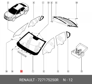 уплотнитель стекла лобового! нижн.\ Renault 727175250R RENAULT