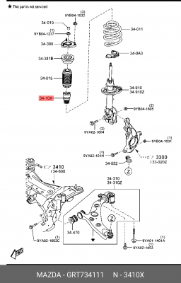 отбойник амортизатора переднего!\ Mazda 6 12> GRT734111 MAZDA