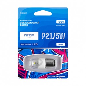 Лампа светодиодная 12V P21/5W BAY15d блистер (1шт.) MTF NP215WW MTF