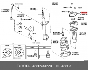 ОПОРА АМОРТИЗАТОРА 48609-33220 48609-33220 TOYOTA