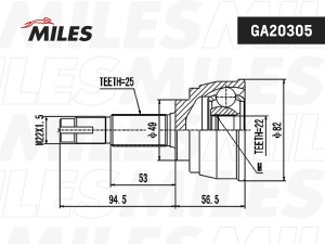 ШРУС наружный NISSAN MICRA 1.01.4 02 (GSP 841188) GA20305 GA20305 MILES
