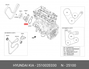 Насос водяной HYUNDAI Creta (16-) (2.0) OE 251002E030 HYUNDAI KIA
