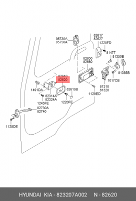 Ручка HYUNDAI HD120,170,450 двери внутренняя правая OE 823207A002 HYUNDAI KIA