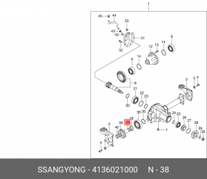 Полуось SSANGYONG Korando,Musso,Rexton (02-) переднего моста правая внутренняя O 4136021000 SSANG YONG