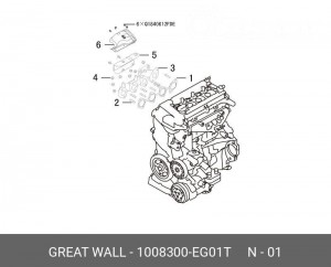 Прокладка коллектора GREAT WALL Hover H6 выпускного OE 1008300-EG01T GREAT WALL