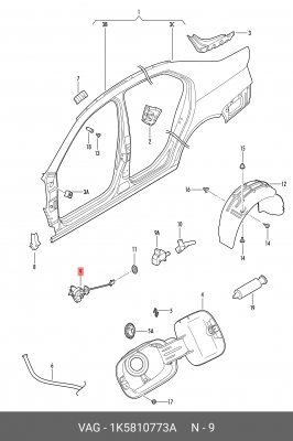 Привод замка VW Jetta (05-10) лючка бака топливного OE 1K5 810 773 A VAG