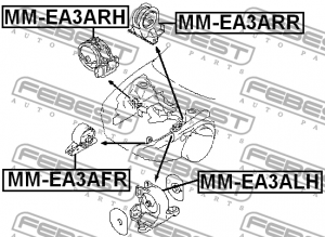 Опора двигателя правая гидравл MITSUBISHI GALANT 98-03, CHRYSLER SEBRING 01-06 M MM-EA3ARH FEBEST