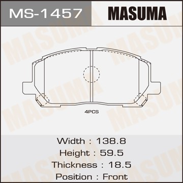 колодки дисковые п.!\ Toyota Highlander 00-07 MS1457 MASUMA
