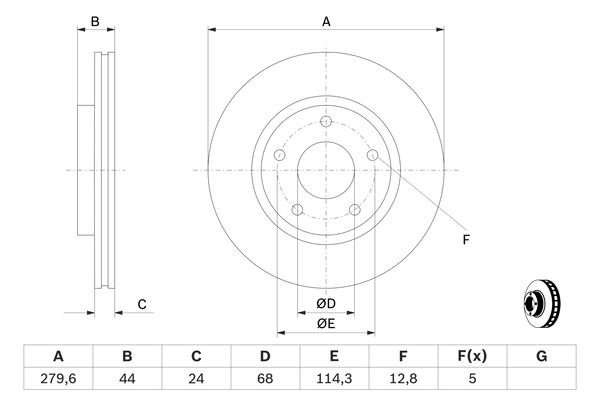 NISSAN JUKE (2011>) 280x24x5 0 986 479 A28 BOSCH
