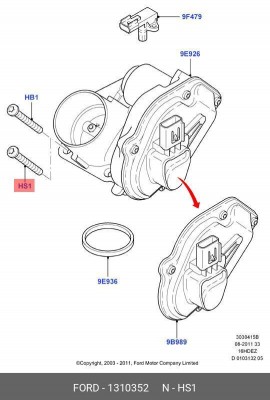 1310352 ВИНТ, М6Х55ММ (МОДУЛЯ ДРОССЕЛЬНОЙ ЗАСЛОНКИ ZETEC-S) 1310352 FORD
