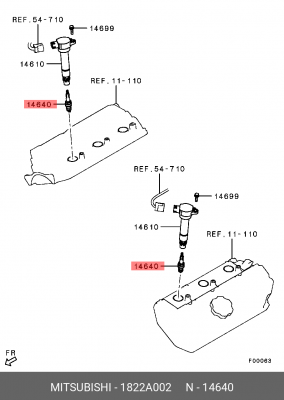 Свеча зажигания MITSUBISHI OE 1822A002 MITSUBISHI