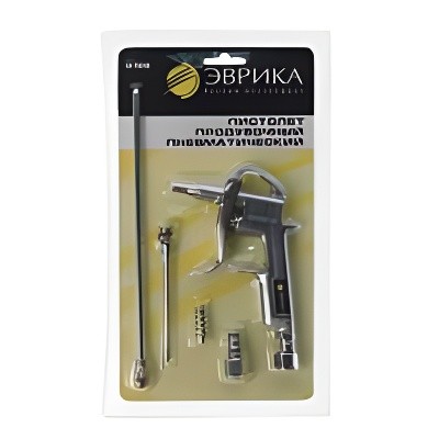 Пистолет продувочный пневматический 1/4" 6Bar 145л/мин. насадки 2/3/4мм быстрора ER76205 EVRIKA