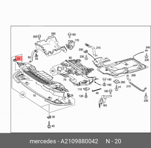 крепеж! переднего кожуха шумоизоляции мотора \MB W210 2.4 95-02 A 210 988 00 42 MERCEDES BENZ