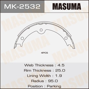 колодки барабанные ручника!\ Lexus IS/GS 2.5/3.5 05-11 MK2532 MASUMA