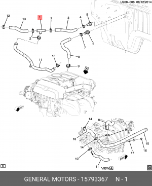 15793367 ФИТИНГ ТРУБКИ СИСТЕМЫ ОХЛАЖДЕНИЯ 15793367 GENERAL MOTORS
