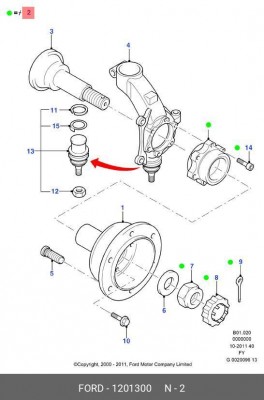 Ступица FORD Transit (00-06) передняя с подшипником OE 1201300 FORD