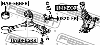Сайлентблок рычага задний HONDA CIVIC FB 4D 2012-2015 HAB-FBSRR HAB-FBSRR FEBEST