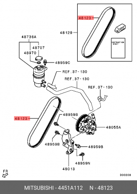Ремень приводной поликлиновой MITSUBISHI Lancer (07-) OE 4451A112 MITSUBISHI