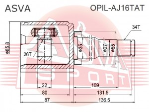 ШРУС ВНУТРЕННИЙ ЛЕВЫЙ 26X35X34 (10013160/021219/0517051/9, Китай) OPIL-AJ16TAT ASVA