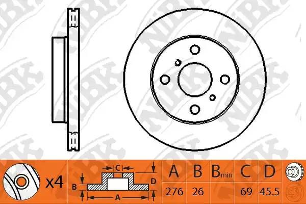 Диск тормозной MITSUBISHI GALANT VI 9604/LANCER 03 передний RN1237 RN1237 NIBK