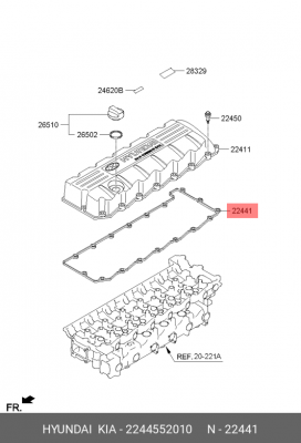 Прокладка крышки клапанной HYUNDAI HD120 дв.D6GA OE 2244552010 HYUNDAI KIA