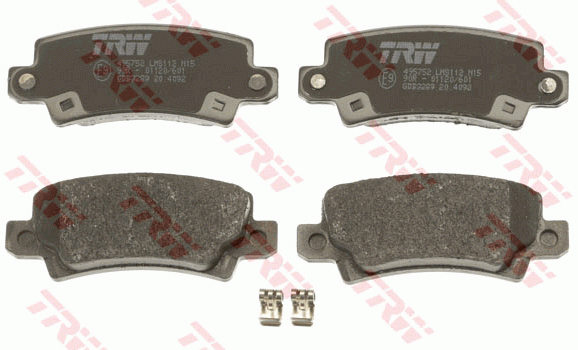 Колодки тормозные TOYOTA Corolla (02-) задние (4шт.) TRW GDB3289 TRW