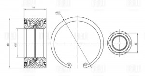 Подшипник ступицы Honda Accord (08-) перед. (кмпл:подш./стоп.кол./гайка) (CS 237 CS 2371 TRIALLI