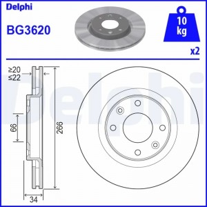 BG3620 диск тормозной передний!\ Citroen C3/Xsara, Peugeot 206/Partner 1.1-2.0HD BG3620 DELPHI