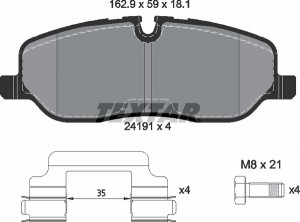 Колодки тормозные LAND ROVER Discovery,Range Rover Sport передние (4шт.) TEXTAR 2419101 TEXTAR