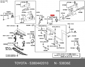 кроштейн крепления крыла переднего левого!\ Toyota RAV4 12-19 53804-42010 TOYOTA