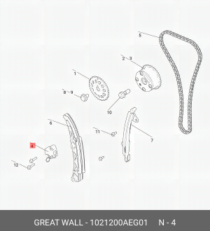 Натяжитель цепи ГРМ HAVAL M6 OE 1021200AEG01 GREAT WALL
