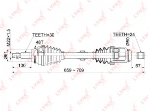 привод в сборе передн. лев.!\ Toyota Camry V50 11> CD-1150A LYNXAUTO