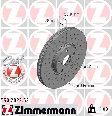 диск тормозной !Sport перед.лев. 334x30/51-5x114 \ Lexus GS 3.0/4.3 05> 590.2822.52 ZIMMERMANN
