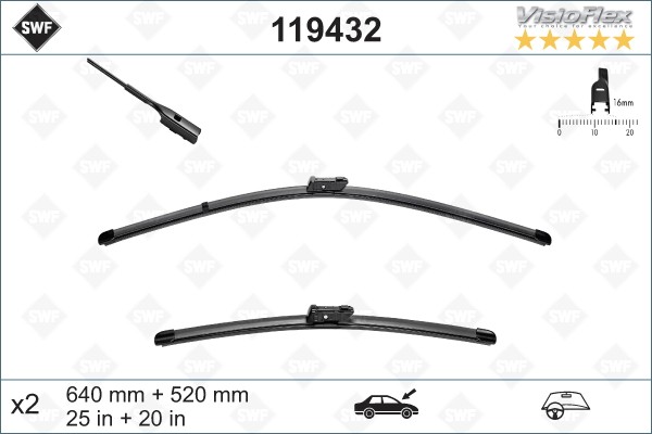 Щетка стеклоочистителя AUDI A6,A7 (11-) 640/520мм комплект Visioflex SWF 119432 SWF