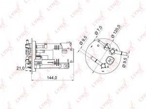 Фильтр топливный погружной \MITSUBISHI Lancer(CS) 1.5-1.8 03> (3 ТРУБКИ) LF-971M LYNXAUTO