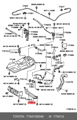Крепление топливного бака 77601-0K040 77601-0K040 TOYOTA