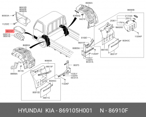Панель HYUNDAI HD65,72,78 ступеньки кабины нижняя (алюминиевая) OE 869105H001 HYUNDAI KIA