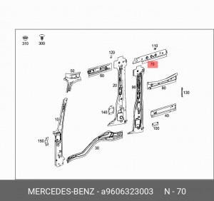 лонжерон крыши кузова A9606323003 A9606323003 MERCEDES BENZ