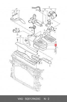 Фильтр воздушный VW Polo (10-) OE 5Q0 129 620 C VAG