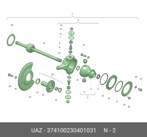 Кулак поворотный УАЗ-3741 правый (мост Гибрид, Спайсер) (ОАО УАЗ) 374100230401031 UAZ UAZ