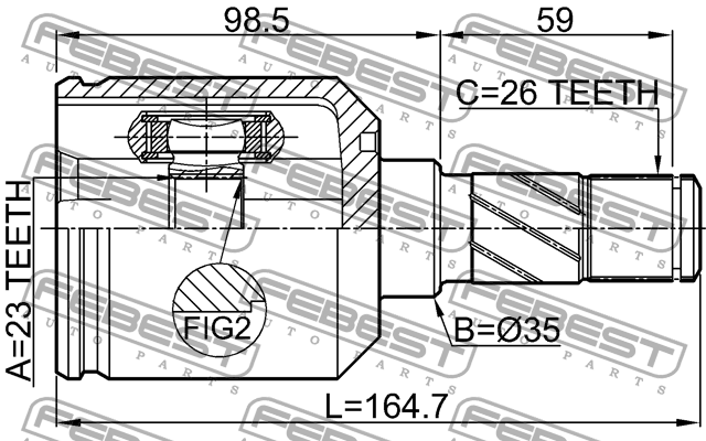 ШРУС внутренний левый!\ Mazda 626 GF 97-02 0511-M626LH FEBEST